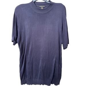 Alberto Celini Navy Silk Short Sleeve Knitted Sweater Men's XL Career‎ Casual